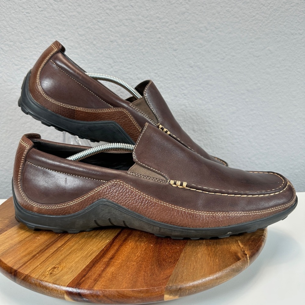 Cole Haan Mens Brown Leather Slip On Moc Toe Loafers Shoes SZ 13 Driving Shoes